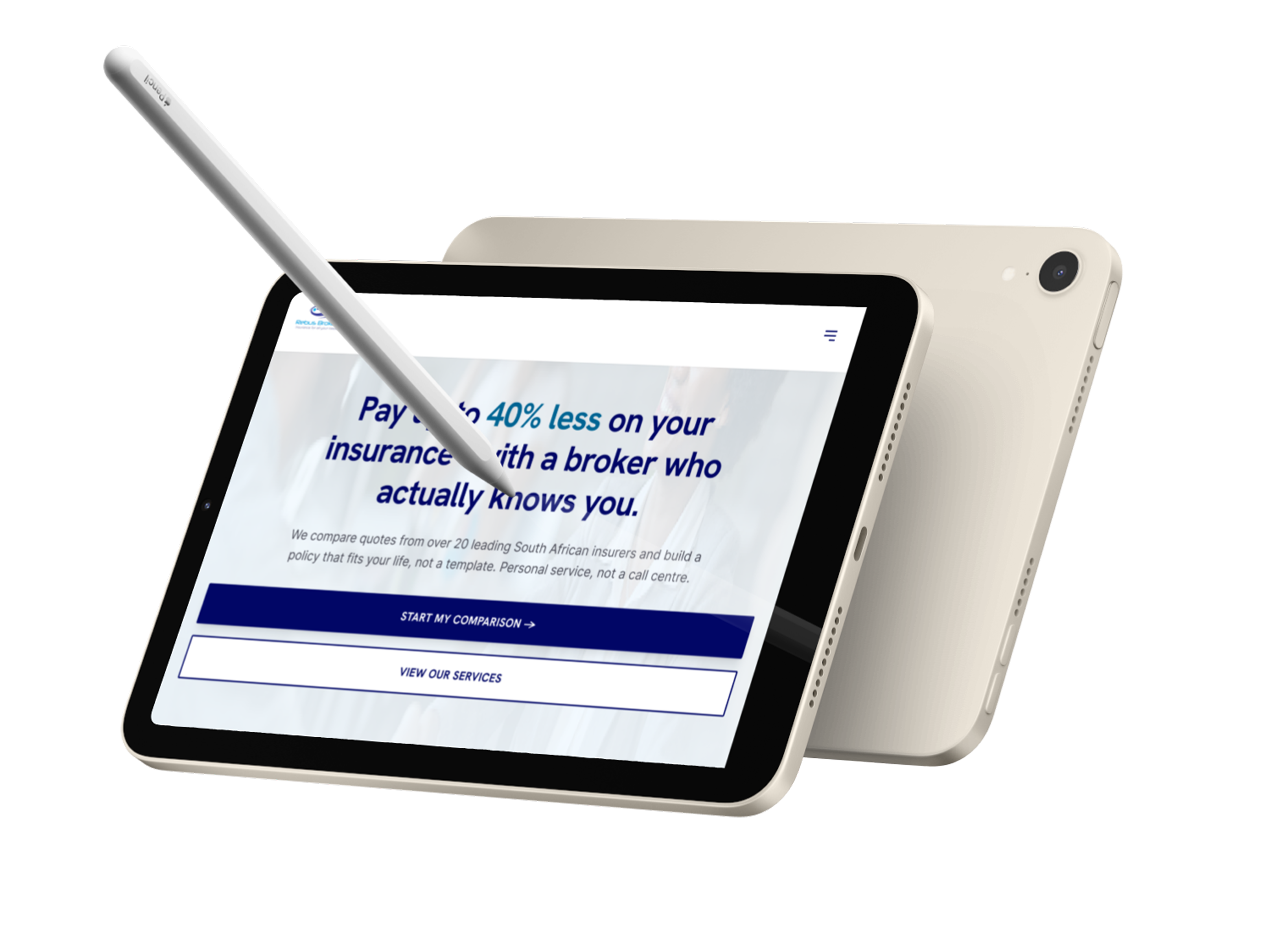 Mobile screens for home, menu, and quote form